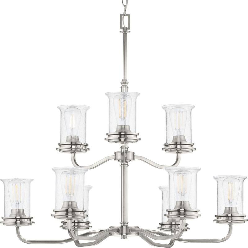 Winslett Collection Brushed Nickel Nine-Light Chandelier - 16.000" x 36.000" x 15.500"