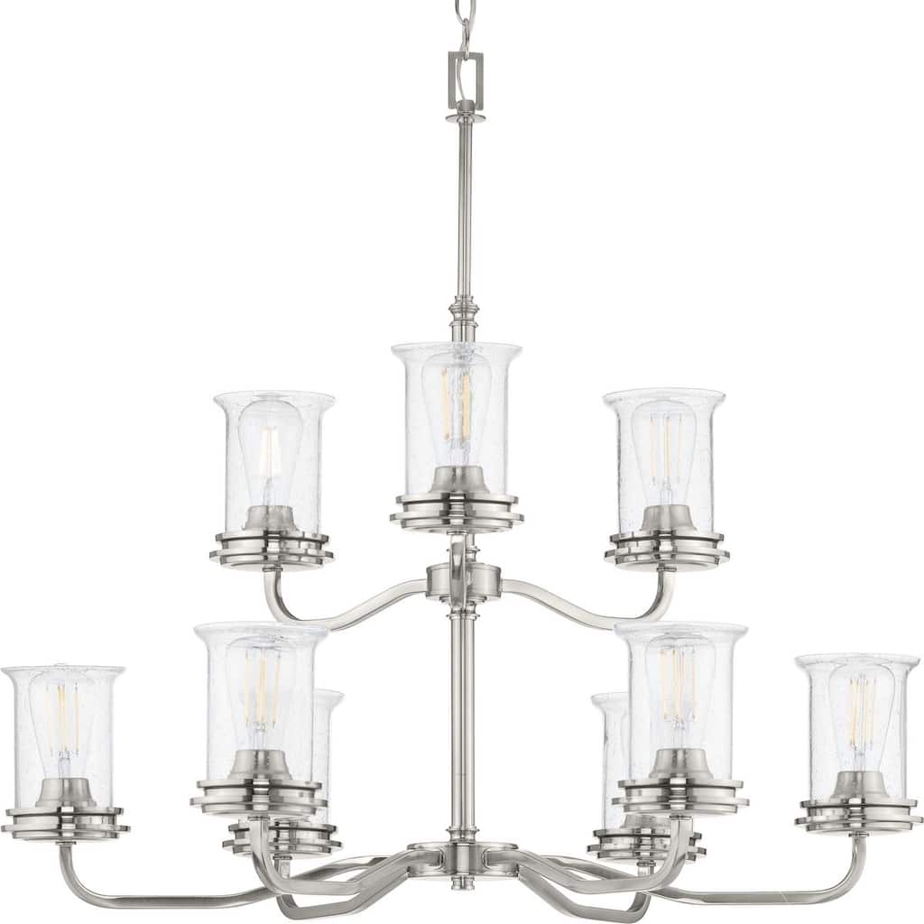 Winslett Collection Brushed Nickel Nine-Light Chandelier - 16.000" x 36.000" x 15.500"