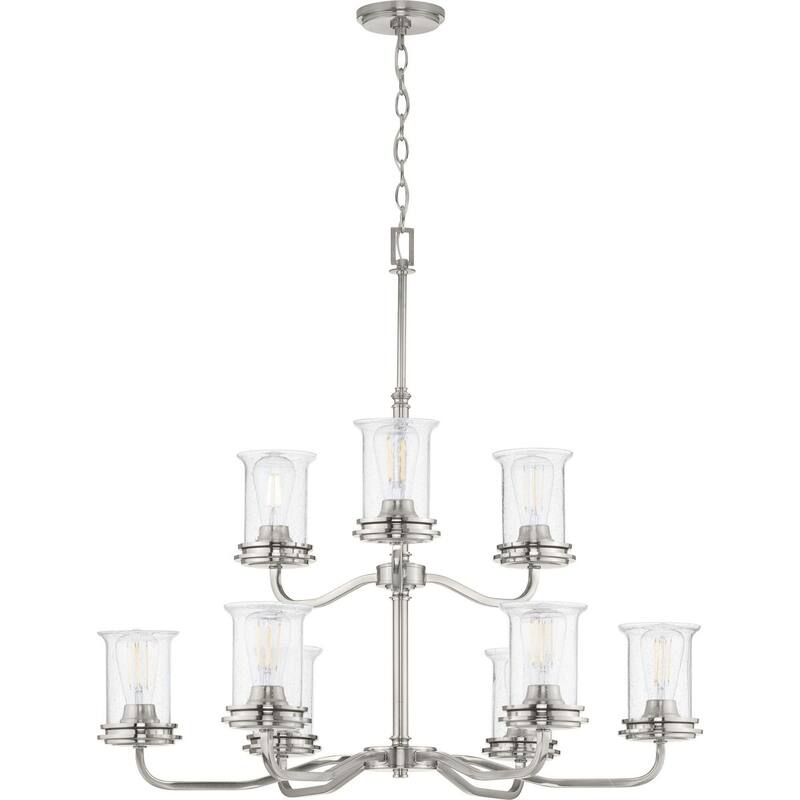 Winslett Collection Brushed Nickel Nine-Light Chandelier - 16.000" x 36.000" x 15.500"