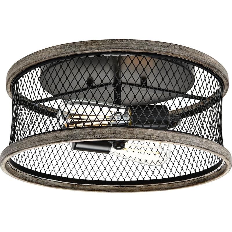 Austelle Collection Two-Light Antique Bronze 14" Flush Mount - 10.630" x 14.960" x 14.960" - 10.630" x 14.960" x 14.960"