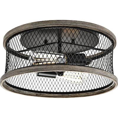 Austelle Collection Two-Light Antique Bronze 14" Flush Mount - 10.630" x 14.960" x 14.960"
