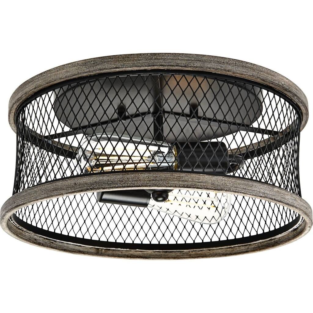 Austelle Collection Two-Light Antique Bronze 14" Flush Mount - 10.630" x 14.960" x 14.960"