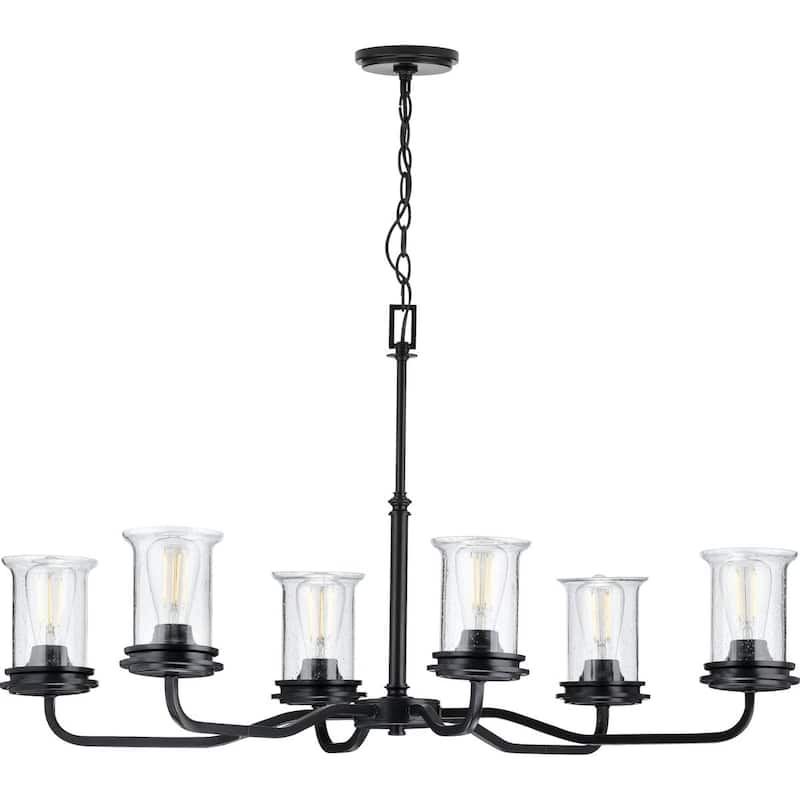 Winslett Collection Black Six-Light Oval Chandelier - 19.000" x 27.000" x 20.000" - 19.000" x 27.000" x 20.000"