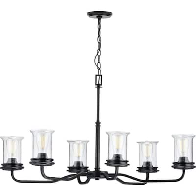 Winslett Collection Black Six-Light Oval Chandelier - 19.000" x 27.000" x 20.000"