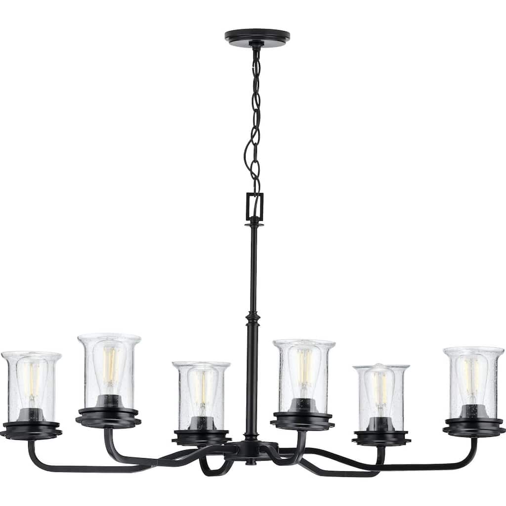 Winslett Collection Black Six-Light Oval Chandelier - 19.000" x 27.000" x 20.000"