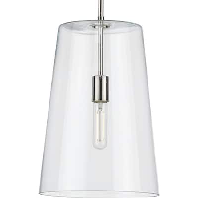 Clarion Collection Polished Nickel One-Light Medium Pendant - 17.700" x 13.300" x 13.300"
