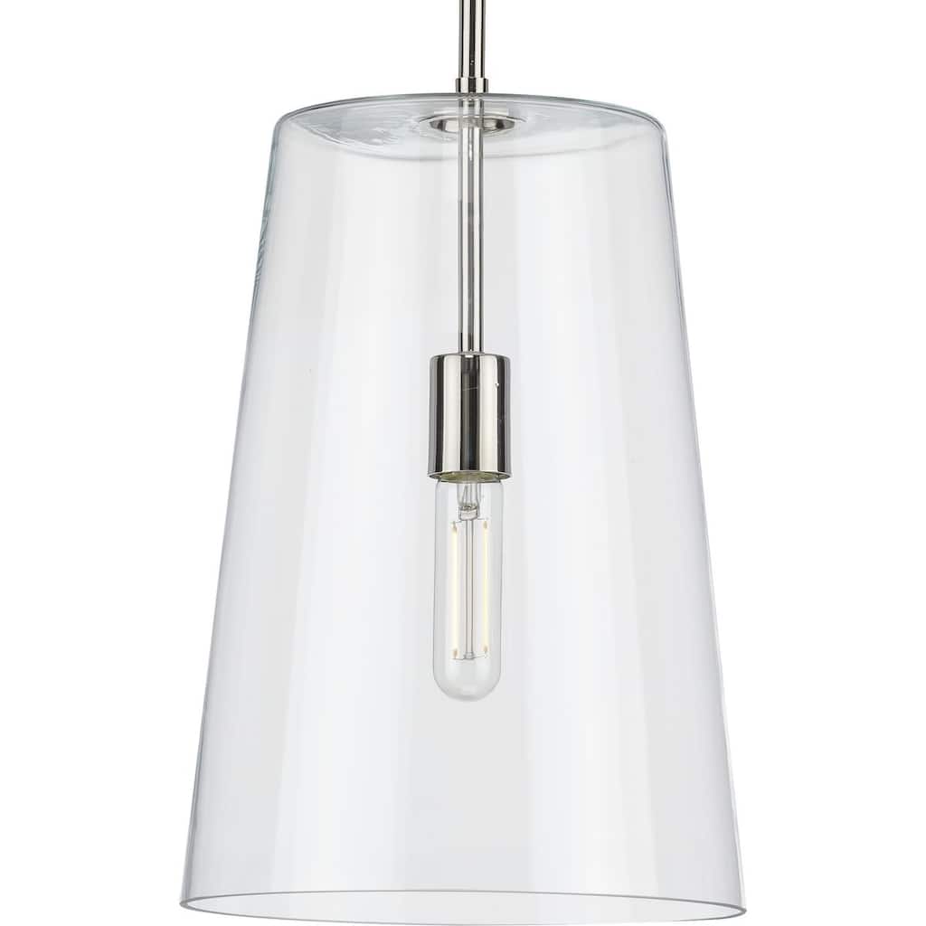 Clarion Collection Polished Nickel One-Light Medium Pendant - 17.700" x 13.300" x 13.300"