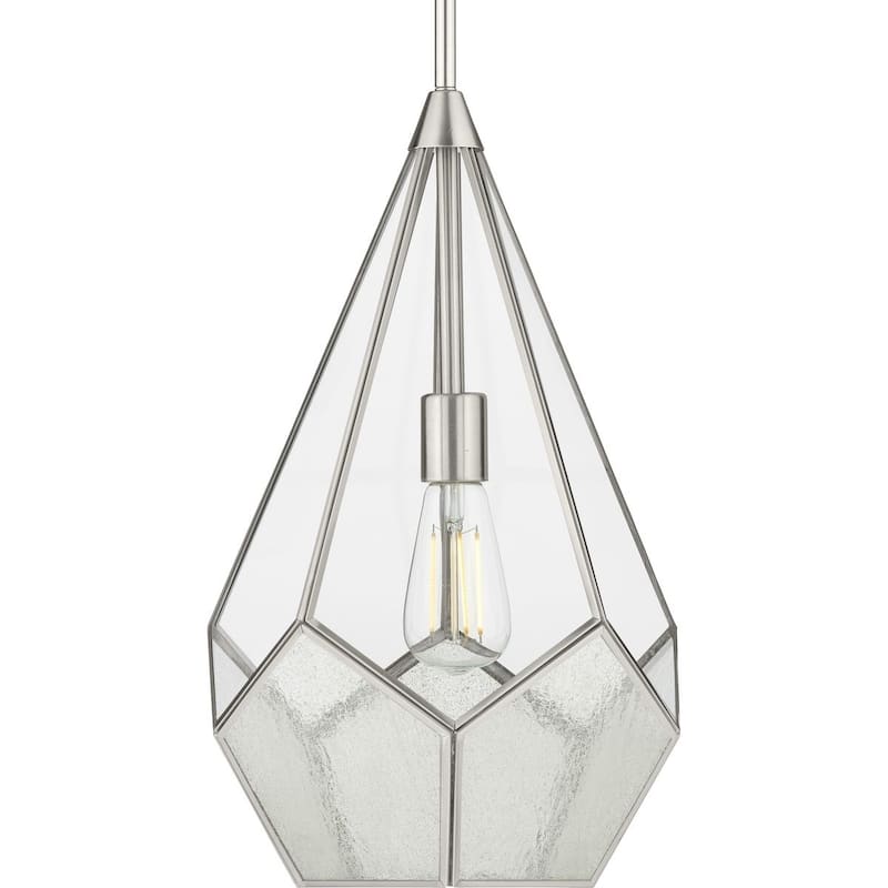 Cinq Collection Brushed Nickel One-Light Pendant - 22.050" x 14.200" x 14.200" - 22.050" x 14.200" x 14.200"