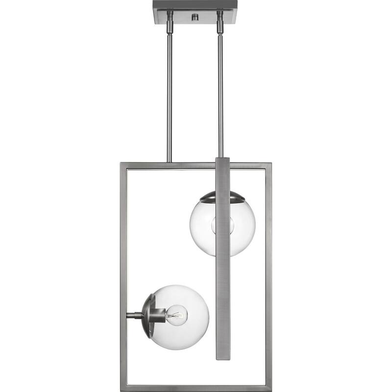 Atwell Collection Brushed Nickel Two-Light Pendant - 23.620" x 16.340" x 16.340"