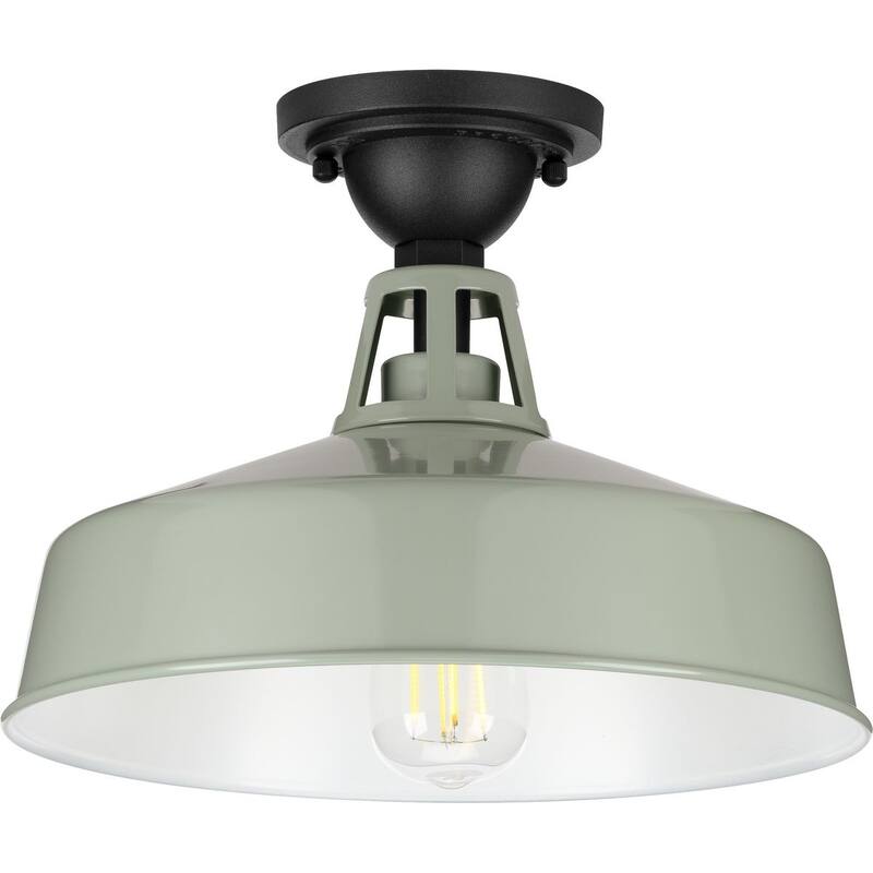 Cedar Springs Collection Pistachio One-Light Semi-Flush Mount - 12.870" x 15.600" x 15.600"