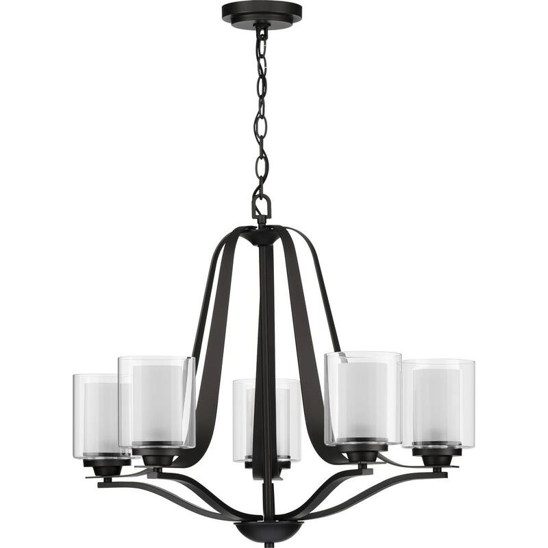 Kene Collection 5-Light Graphite Clear Glass Craftsman Chandelier Light - 12.990" x 37.000" x 31.890"