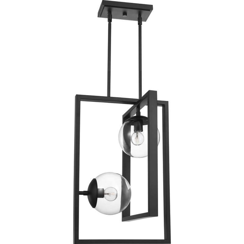 Atwell Collection Black Two-Light Pendant - 23.620" x 16.340" x 16.340"