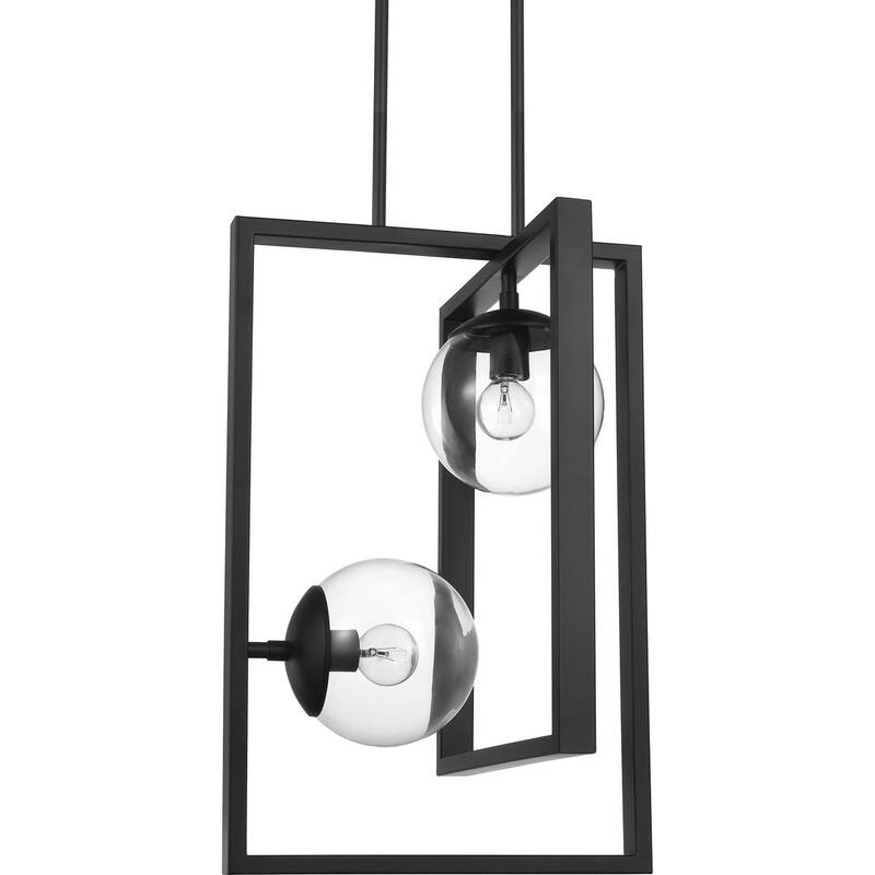 Atwell Collection Black Two-Light Pendant - 23.620" x 16.340" x 16.340"