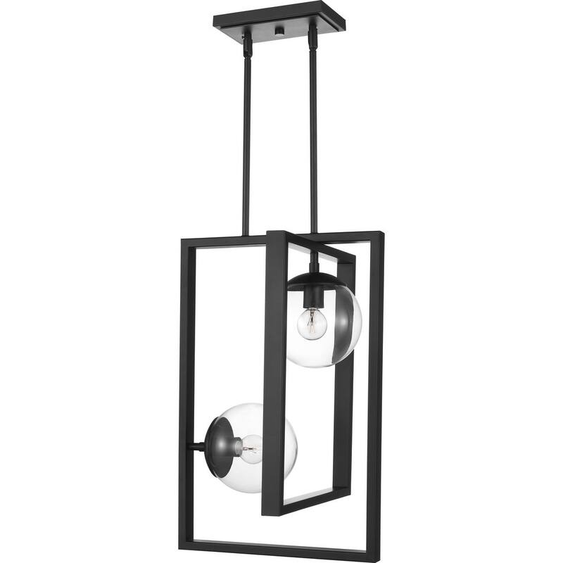 Atwell Collection Black Two-Light Pendant - 23.620" x 16.340" x 16.340"