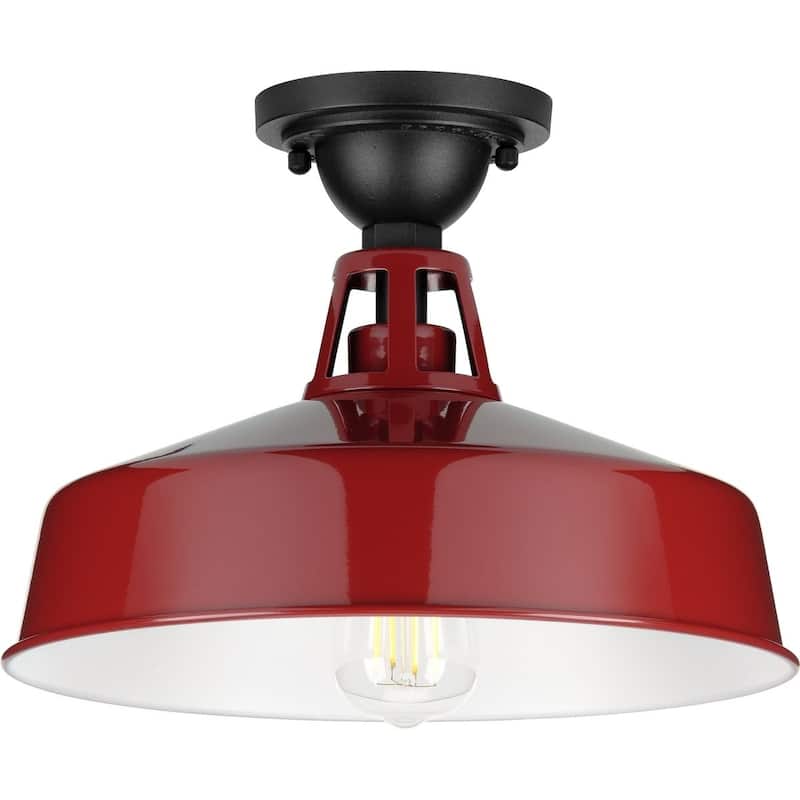 Cedar Springs Collection Red One-Light Semi-Flush Mount - 12.870" x 15.600" x 15.600"