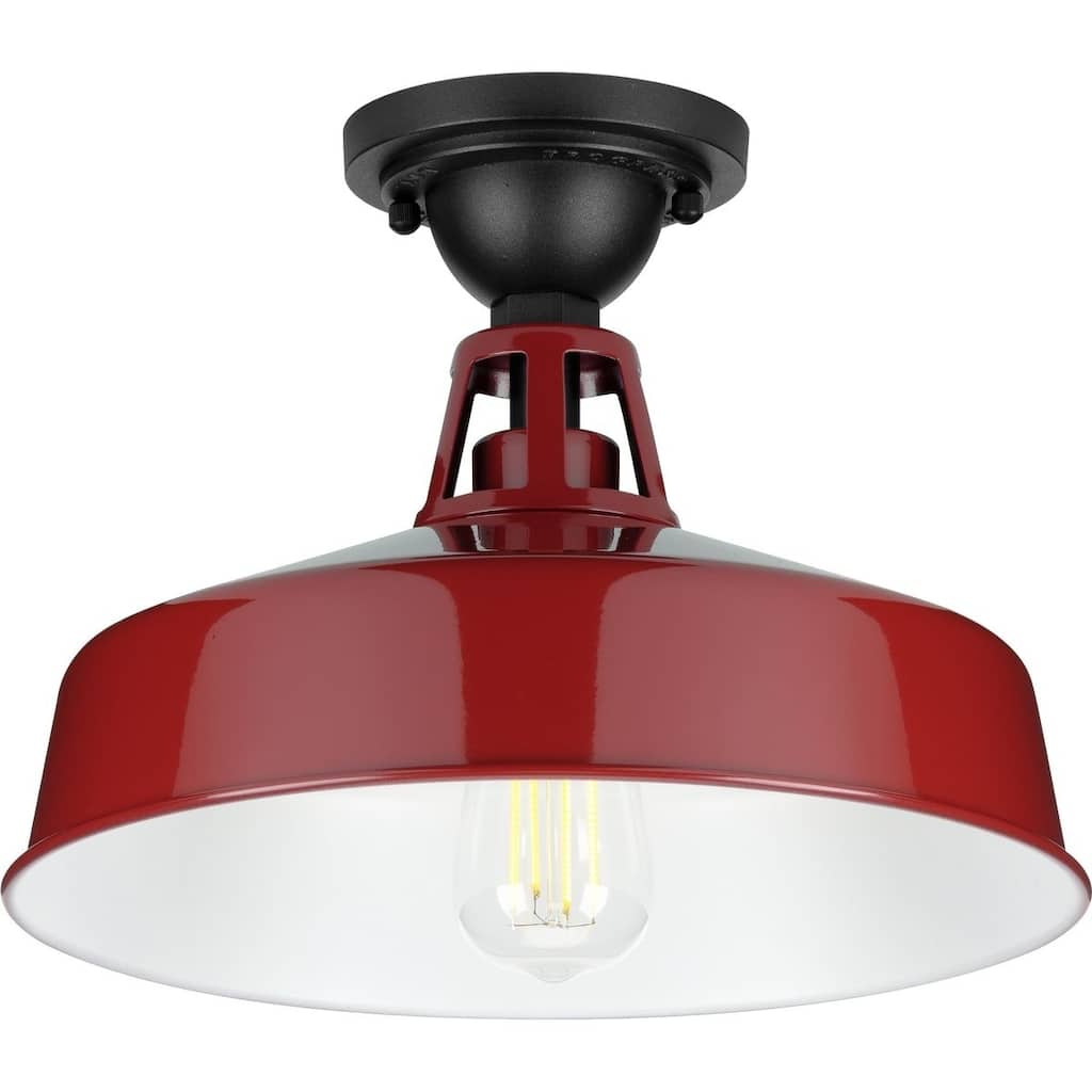 Cedar Springs Collection Red One-Light Semi-Flush Mount - 12.870" x 15.600" x 15.600"