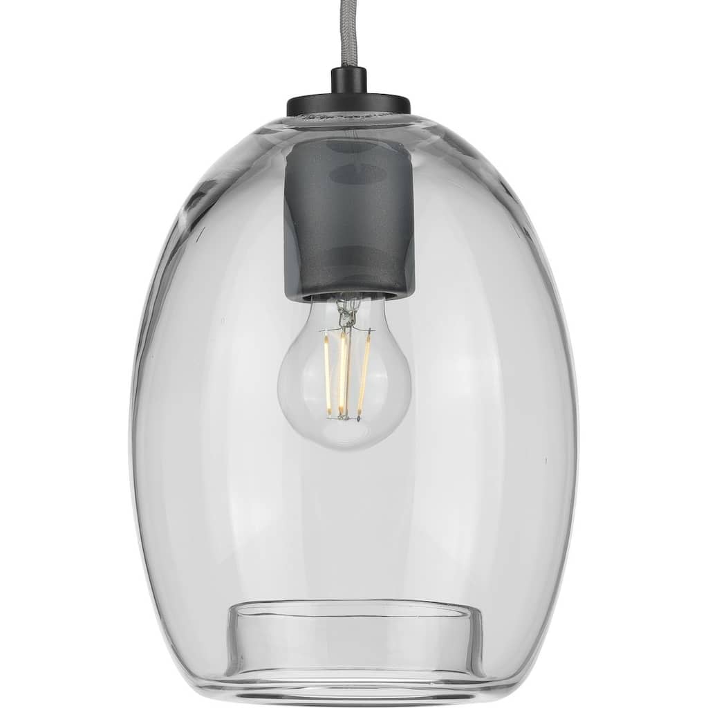Caisson Collection Graphite One-Light Mini-Pendant - 14.200" x 9.500" x 9.500"
