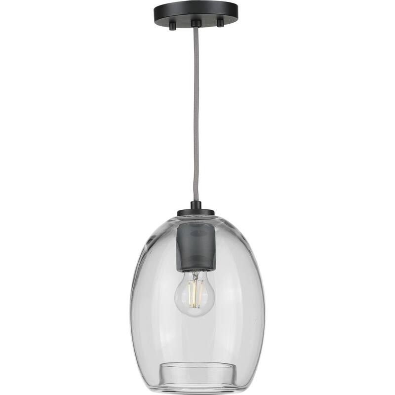 Caisson Collection Graphite One-Light Mini-Pendant - 14.200" x 9.500" x 9.500"