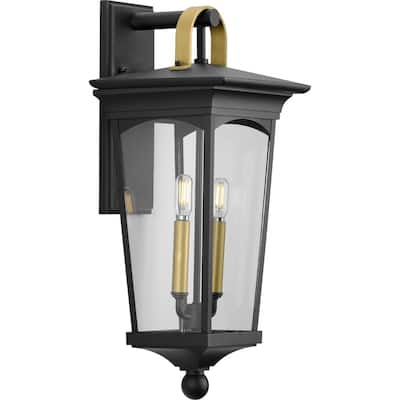 Chatsworth Collection Black Two-Light Medium Wall Lantern - 25.390" x 13.390" x 12.600"