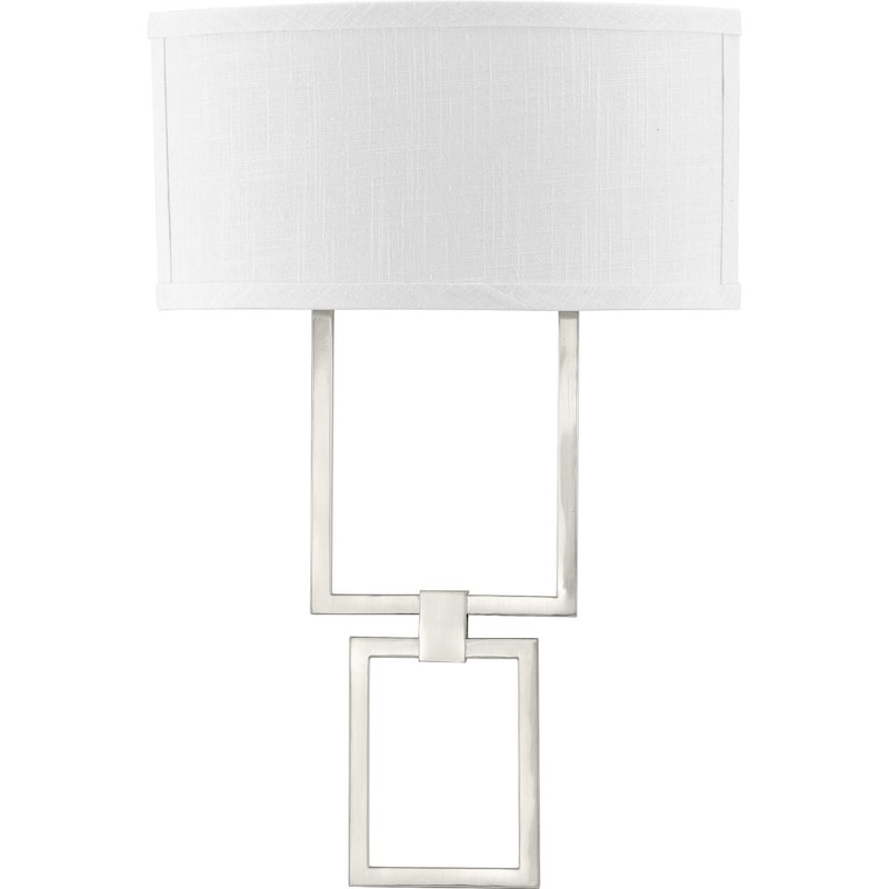 LED Shaded Sconce Collection Brushed Nickel One-Light Square Wall Sconce - 1 Light