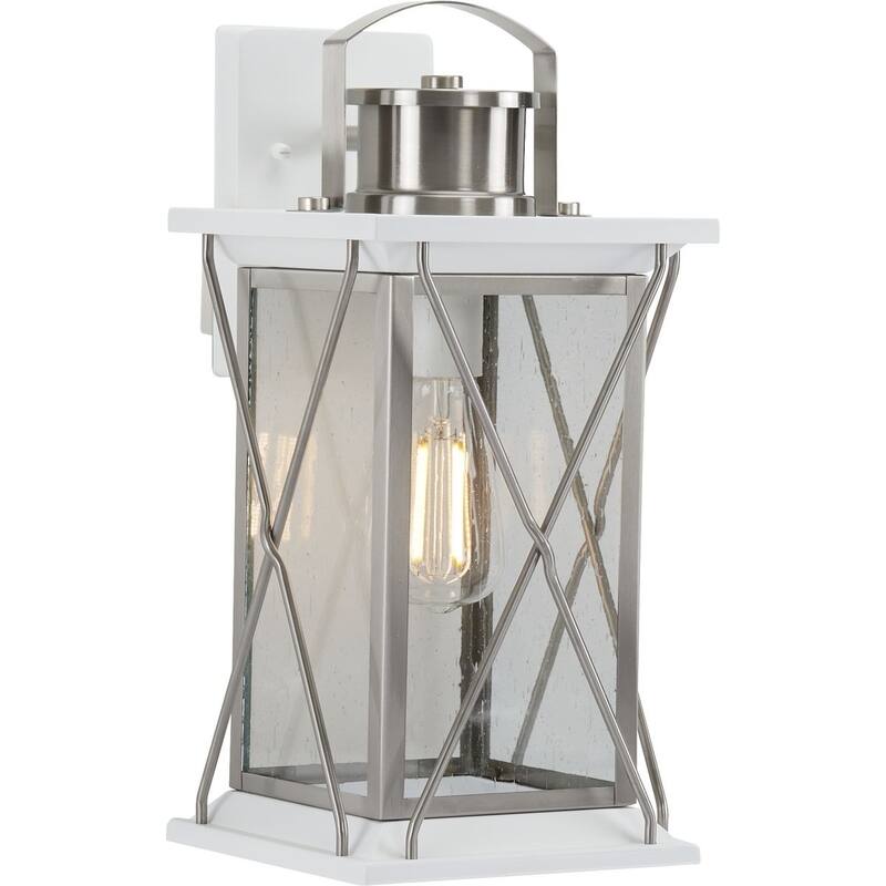 Barlowe Collection Stainless Steel One-Light Medium Wall Lantern - 17.130" x 10.630" x 9.840" - 17.130" x 10.630" x 9.840"
