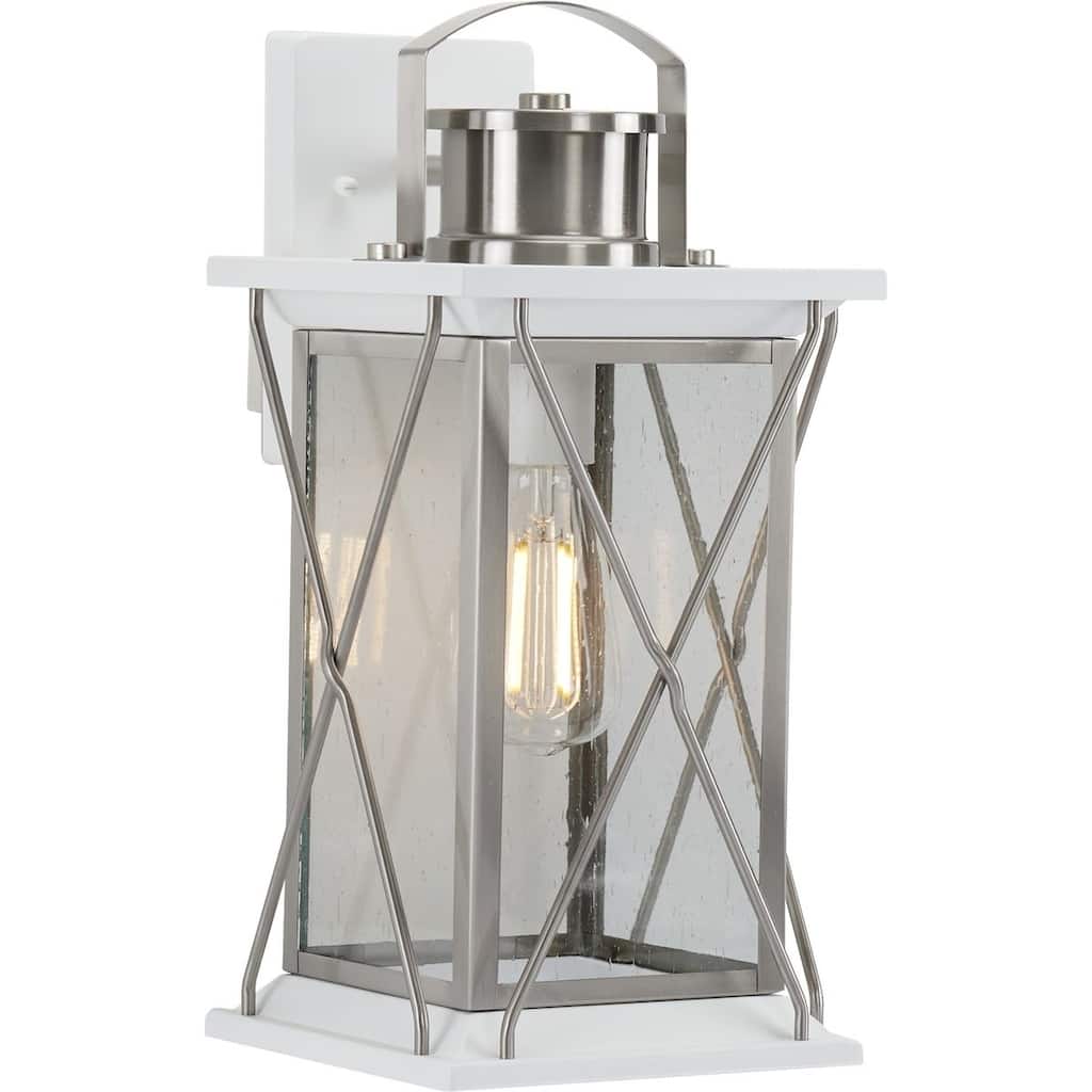 Barlowe Collection Stainless Steel One-Light Medium Wall Lantern - 17.130" x 10.630" x 9.840"