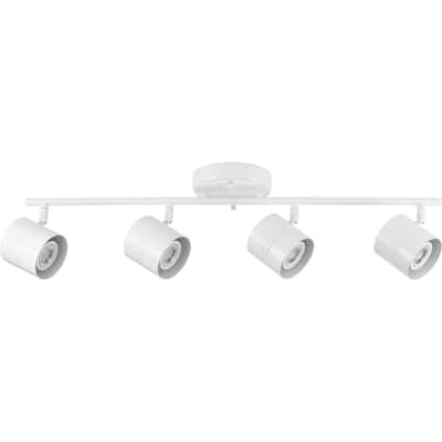 Kitson Collection Satin White Four-Head Multi-Directional Track - 7.240" x 26.500" x 5.430"