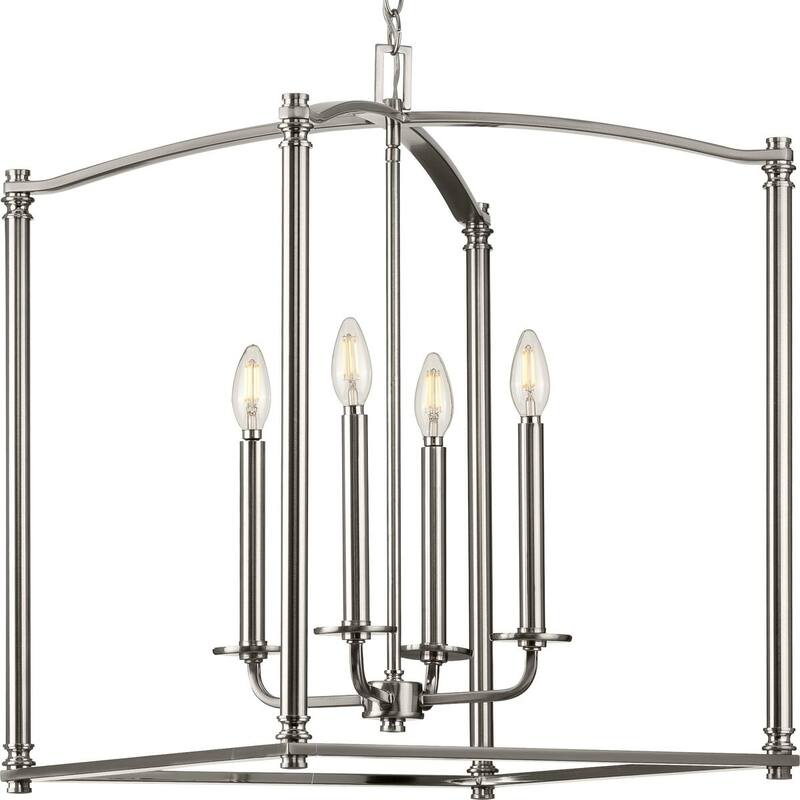 Winslett Collection Brushed Nickel Four-Light Foyer - 11.800" x 22.850" x 12.600" - 11.800" x 22.850" x 12.600"