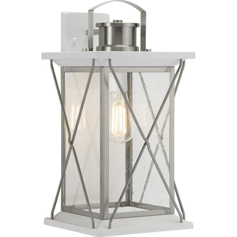 Barlowe Collection Stainless Steel One-Light Large Wall Lantern - 21.850" x 12.800" x 12.400" - 21.850" x 12.800" x 12.400"