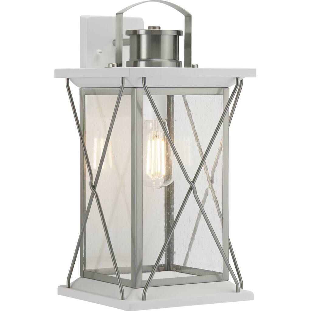 Barlowe Collection Stainless Steel One-Light Large Wall Lantern - 21.850" x 12.800" x 12.400"