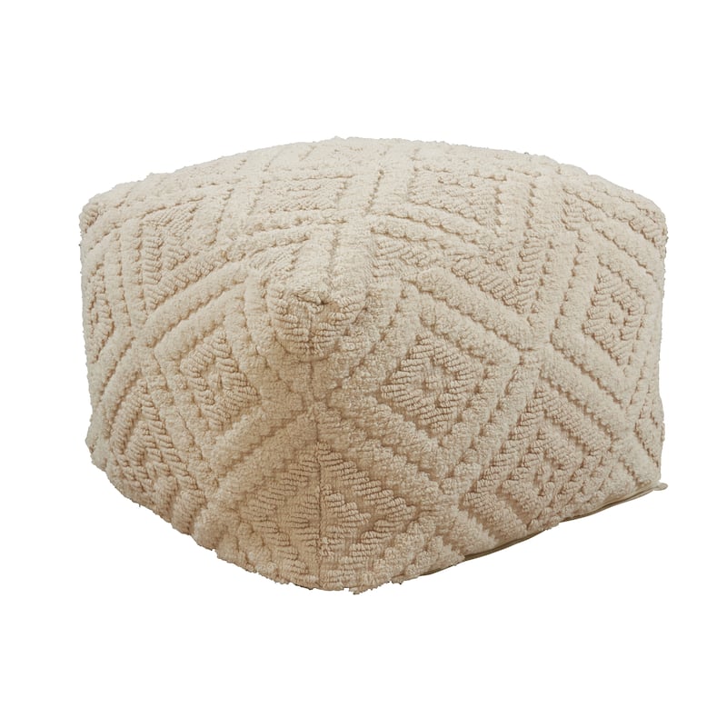 Cotton Floor Pouf With Handloom Design