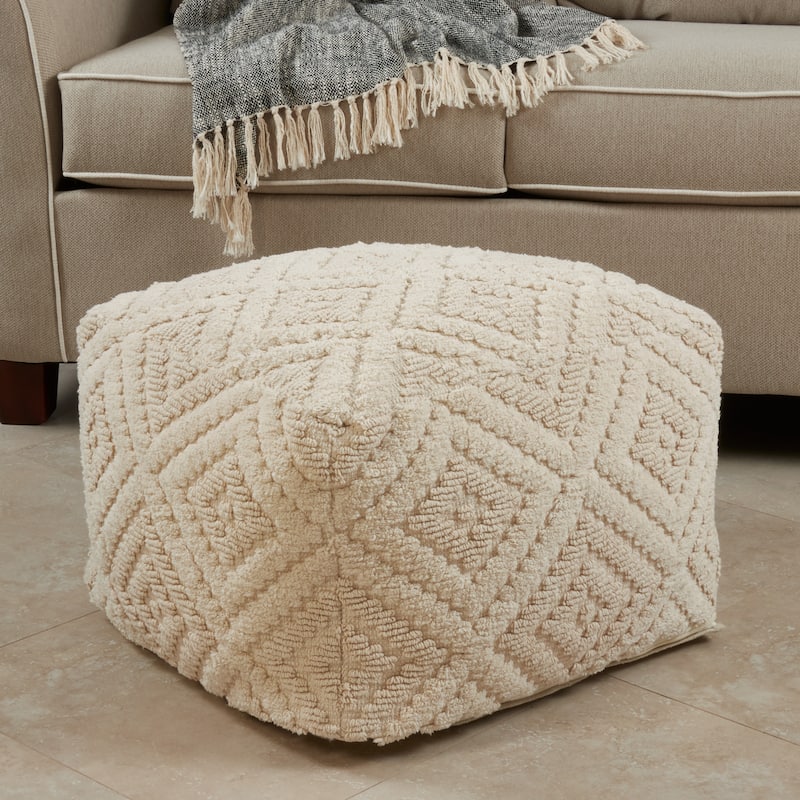 Cotton Floor Pouf With Handloom Design