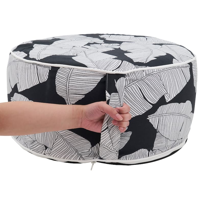 Banana Leaf Print Outdoor Ottoman