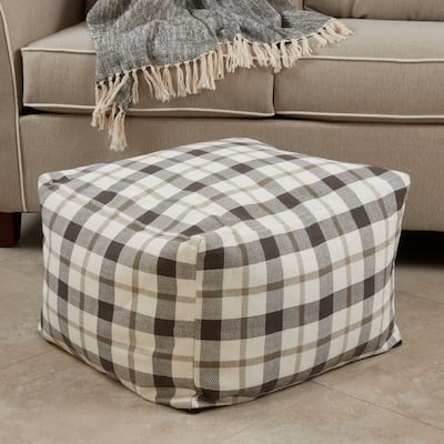 Floor Pouf With Plaid Design