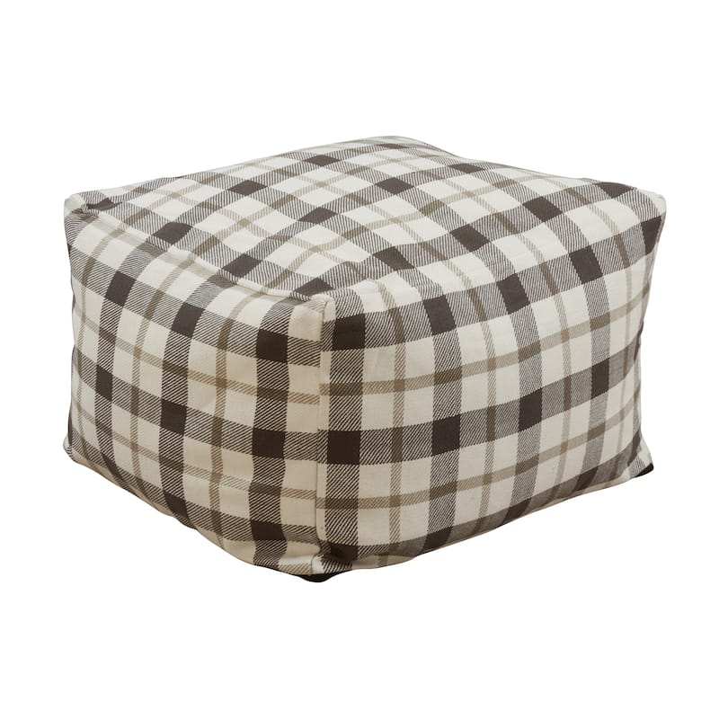 Floor Pouf With Plaid Design