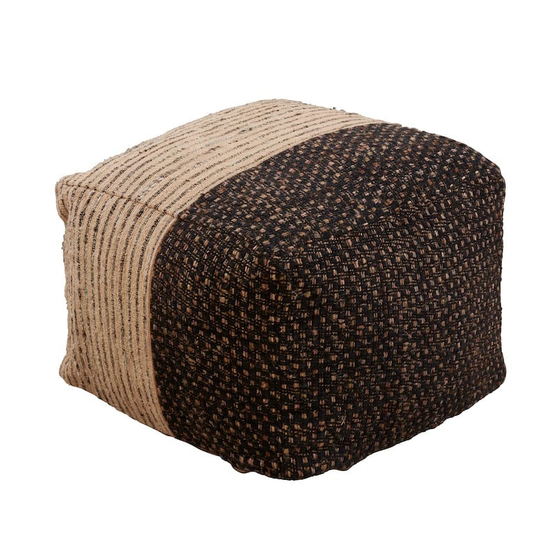 Cotton Floor Pouf With Two-Tone Design