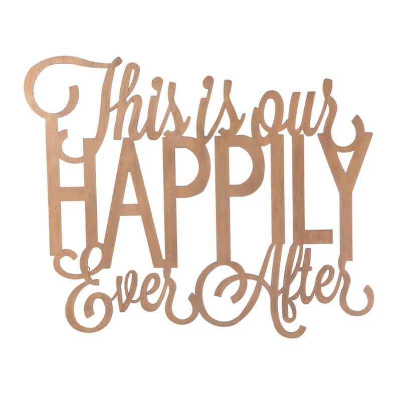 "Happily Ever After" 3D Cursive Metal Wall Décor w/ Metallic Finish