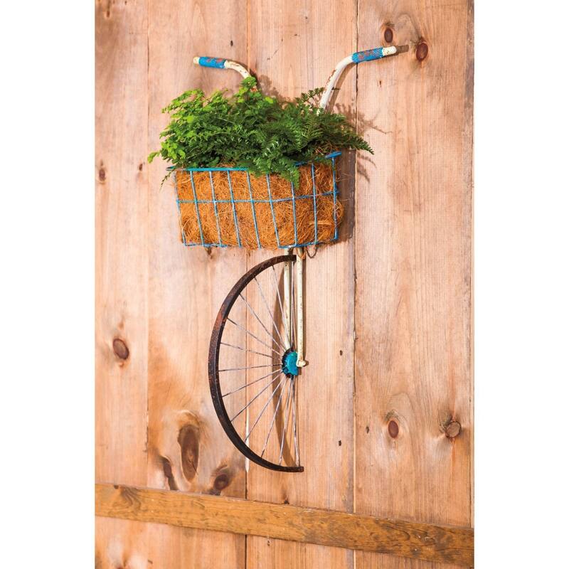 Bicycle Front Basket Metal Wall Décor and Planter