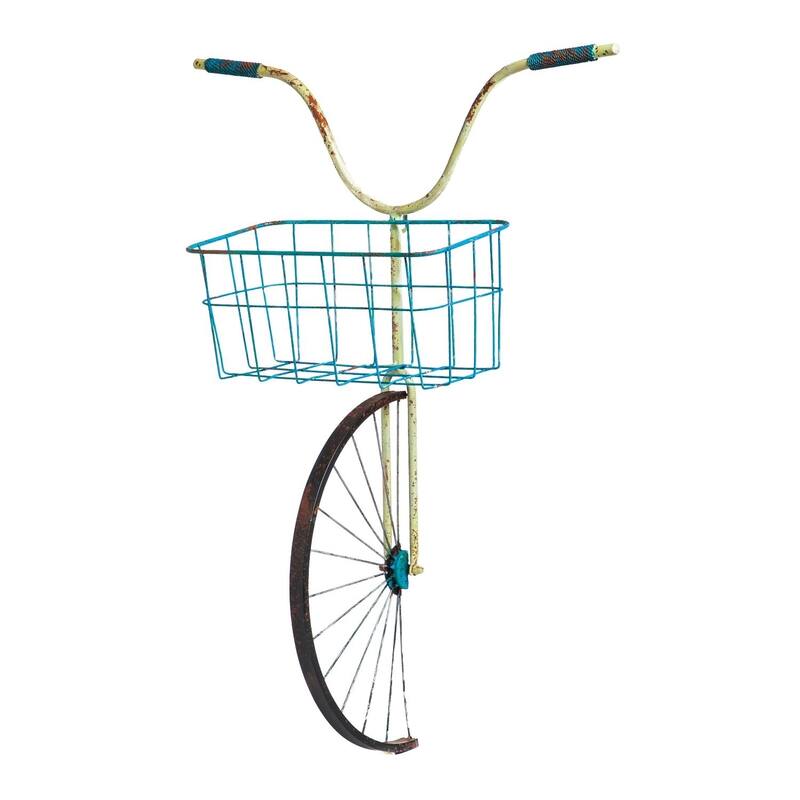 Bicycle Front Basket Metal Wall Décor and Planter