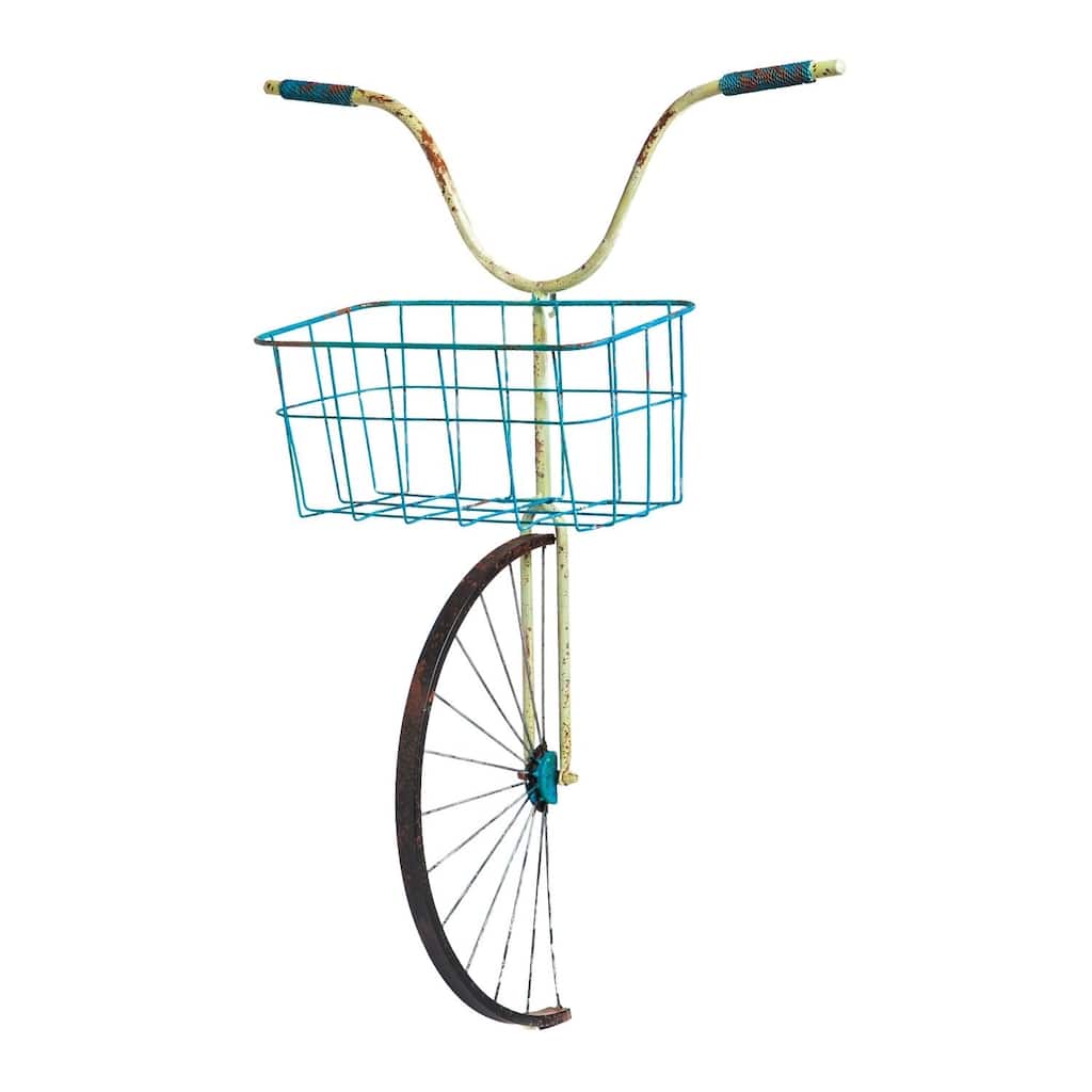 Bicycle Front Basket Metal Wall Décor and Planter