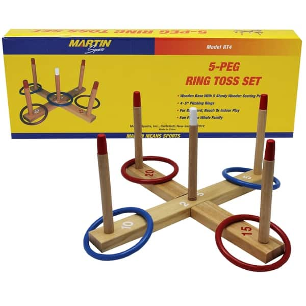 slide 2 of 2, Martin Sports 5-Peg Ring Toss Set