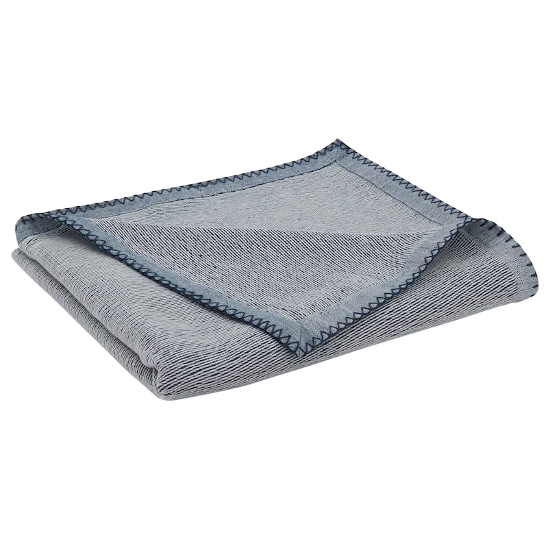 Whipstitch Throw Blanket - Navy Blue