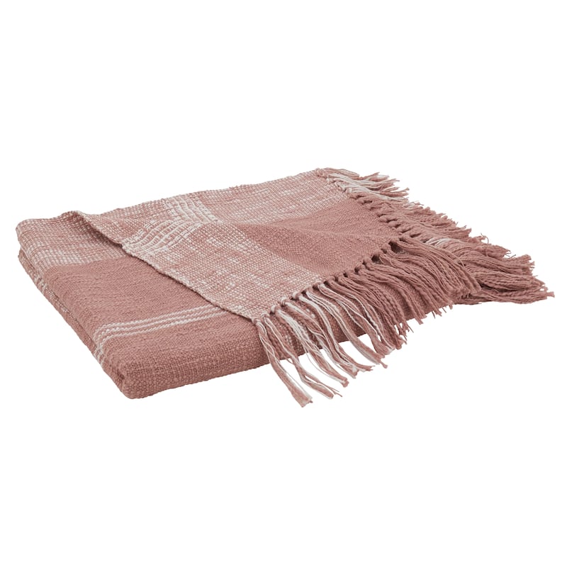 Plaid Design Cotton Throw - Rose
