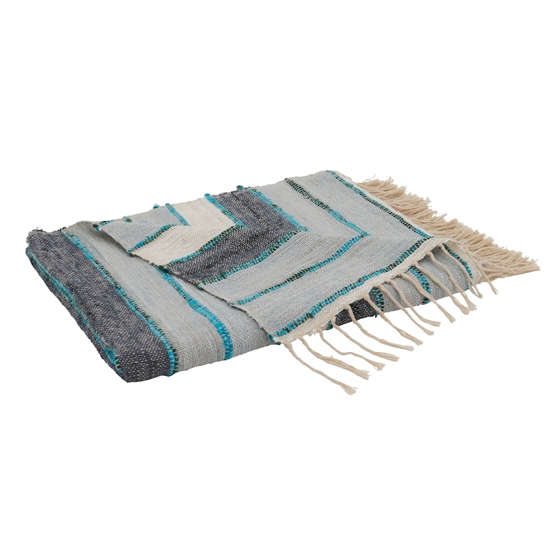 Cotton Throw With Striped Design