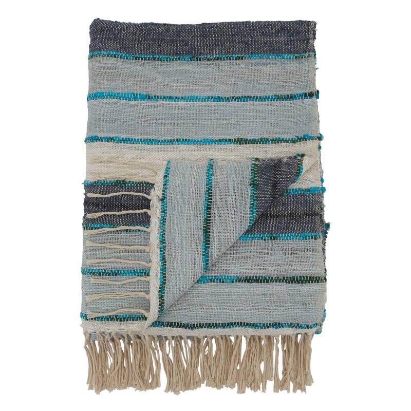 Cotton Throw With Striped Design