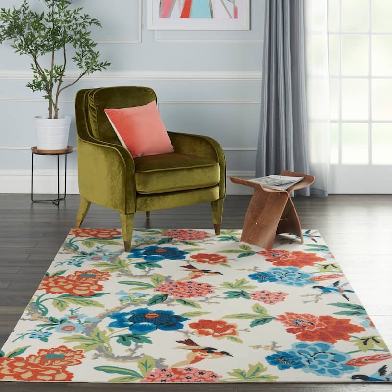 Waverly Sun N' Shade Floral Indoor/Outdoor Area Rug - 10' x 13' - Ivory/Multi