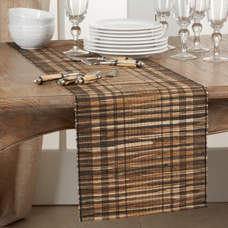 Water Hyacinth Table Runner With Striped Design