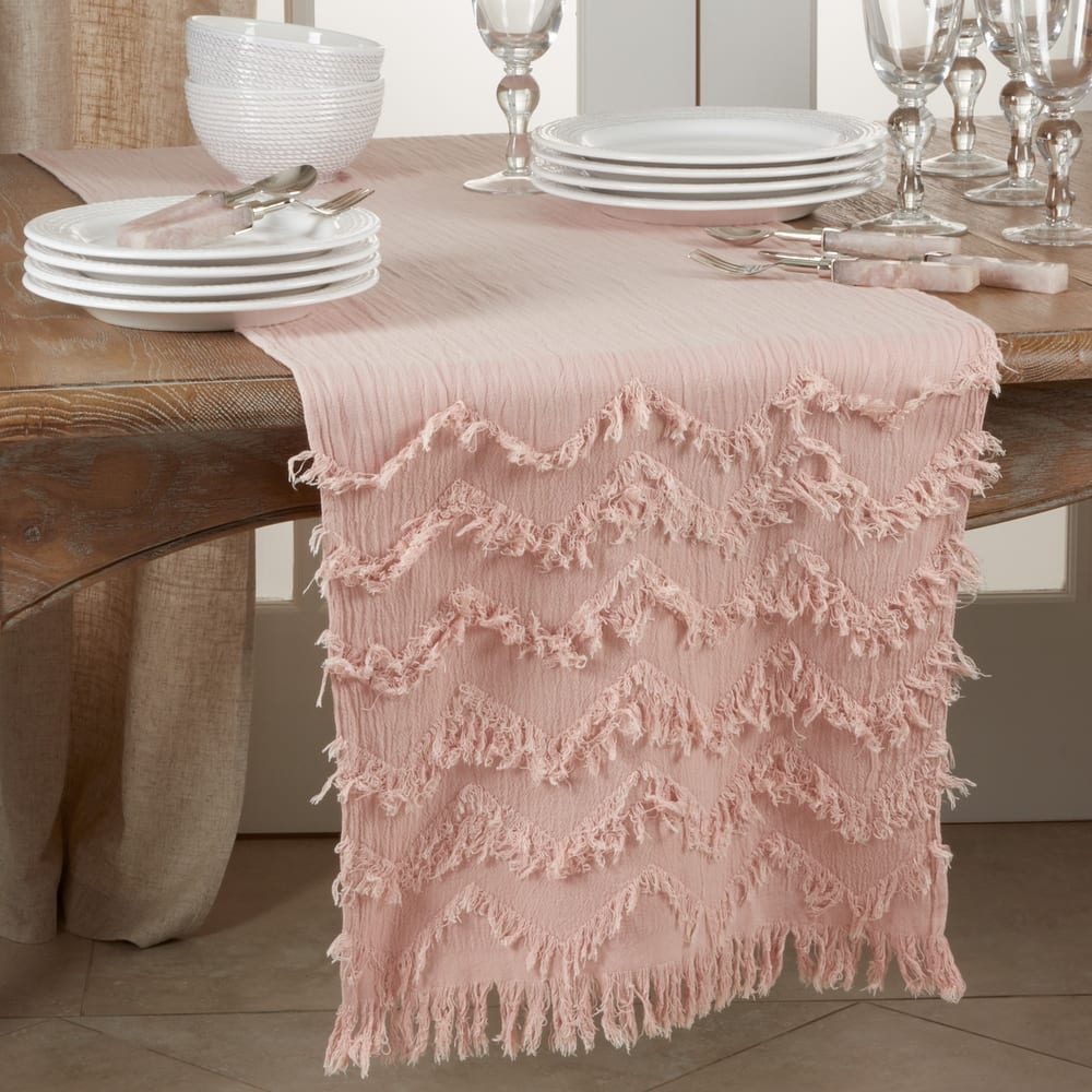 Chevron Table Runner With Fringe Design