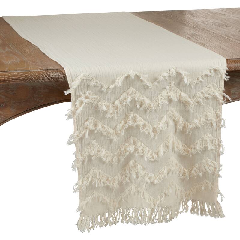 Chevron Table Runner With Fringe Design