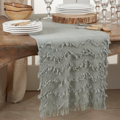 Chevron Table Runner With Fringe Design